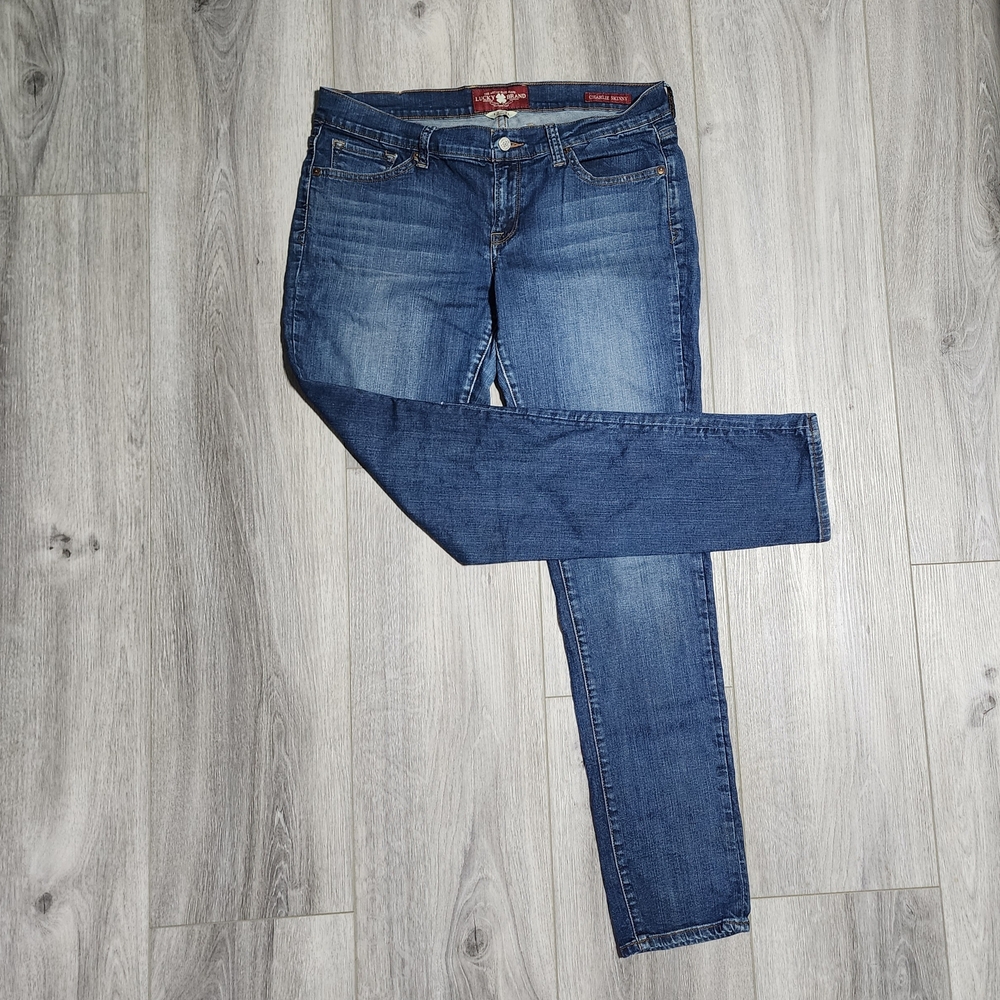 Lucky Brand Charlie Skinny Leg Mid Rise Blue Denim Jeans Womens Size 12 / 31